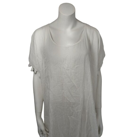 Seafolly Australia Womens One Size White Cotton Linen Kaftan Dress Swim Coverup - Picture 1 of 7